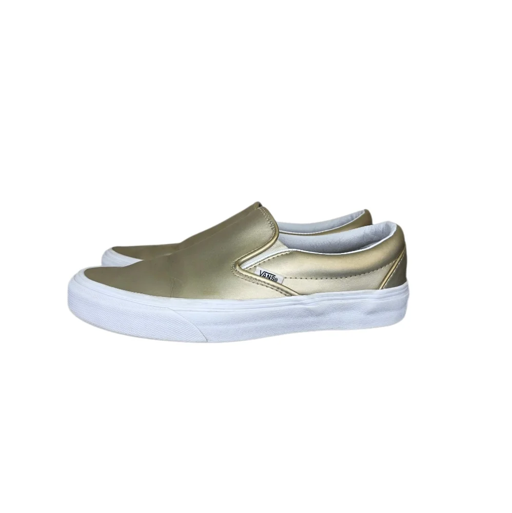 Vans Clasic Slip On Muted Metallic Gold True White Size Mens 7.5 Womens 9 - Picture 1 of 14